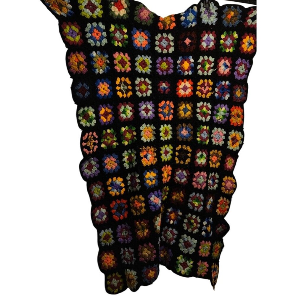2 Vintage Granny Afgan Crochet Square Blanket Throw Multicolor 50"x32" Handmade - Picture 2 of 13